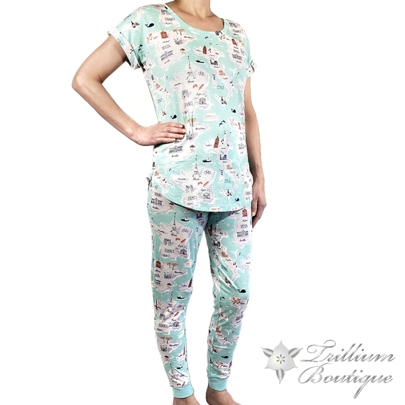 Munki Munki Women's Pajama Set Light Blue, NWT! - Picture 4 of 9